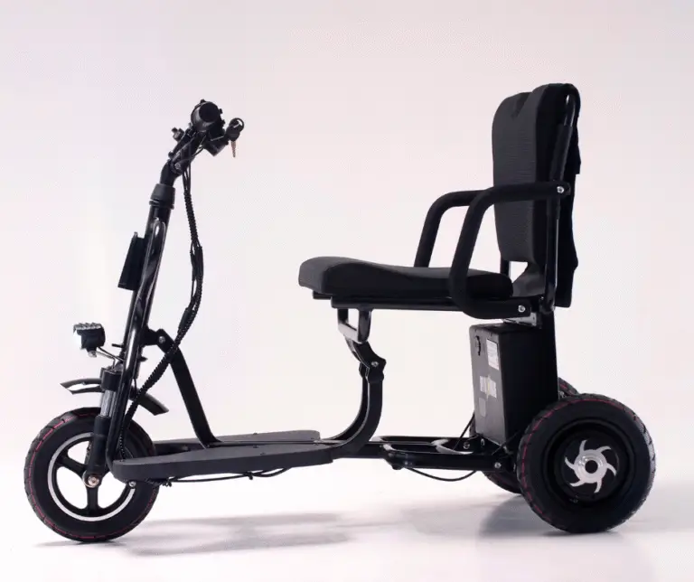 Pinge M2 folding electric mobility scooter for seniors lightweight tricycle side view